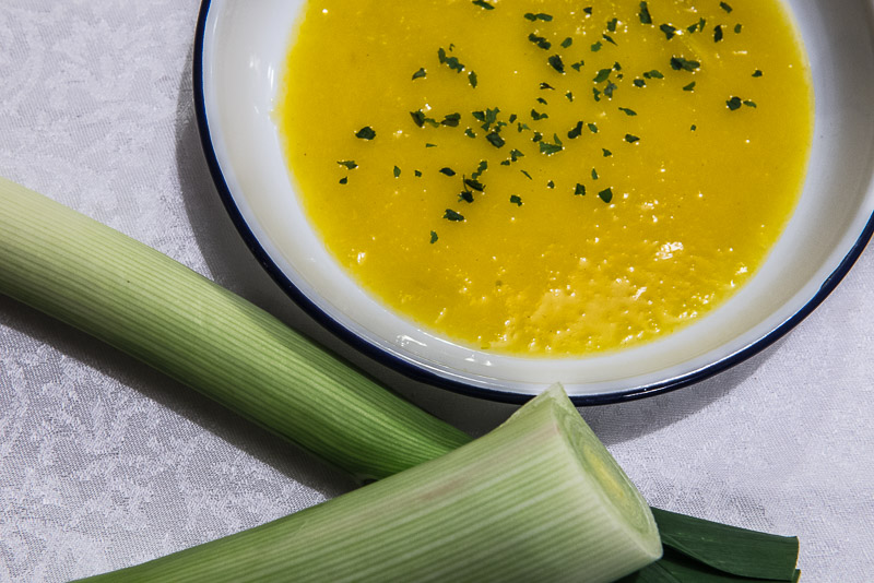 Leek and pumpking soup